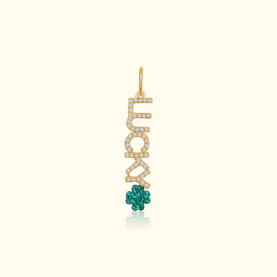 Lucky Diamond and Emerald Clover Pendant