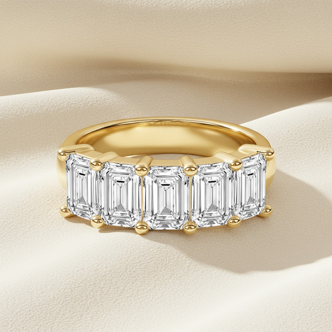 'Clara' 5 Stone 3.00ct Emerald Diamond Wedding Band