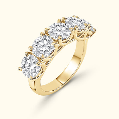 'Addison' 5 Stone Round Diamond Wedding Band