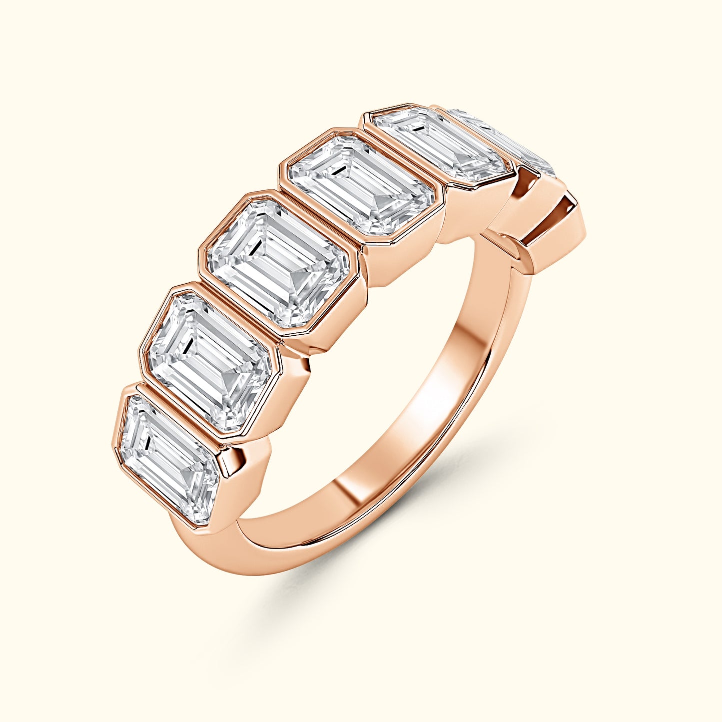'Reagan' 7 Stone 2.45ct Emerald Bezel Set Diamond Wedding Band