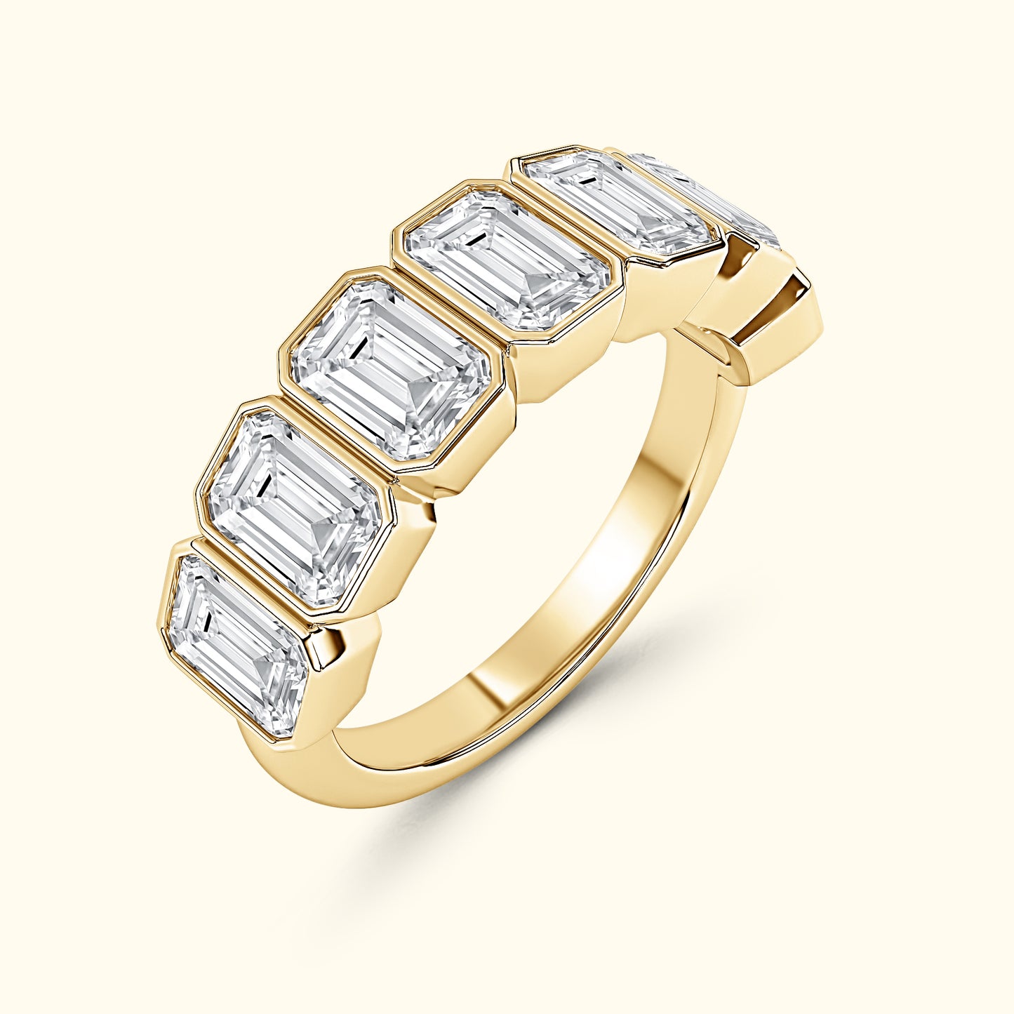 'Reagan' 7 Stone 2.45ct Emerald Bezel Set Diamond Wedding Band
