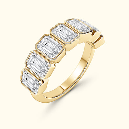 'Reagan' 7 Stone 2.45ct Emerald Bezel Set Diamond Wedding Band