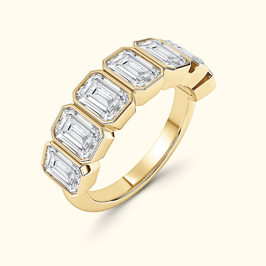 'Reagan' 7 Stone 2.45ct Emerald Bezel Set Diamond Wedding Band