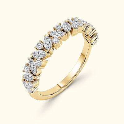 Joy Round and Marquise Diamond Wedding Band