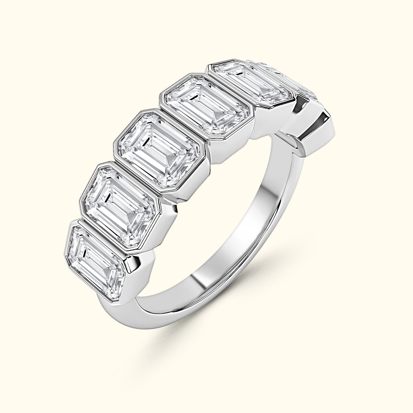 'Reagan' 7 Stone 2.45ct Emerald Bezel Set Diamond Wedding Band