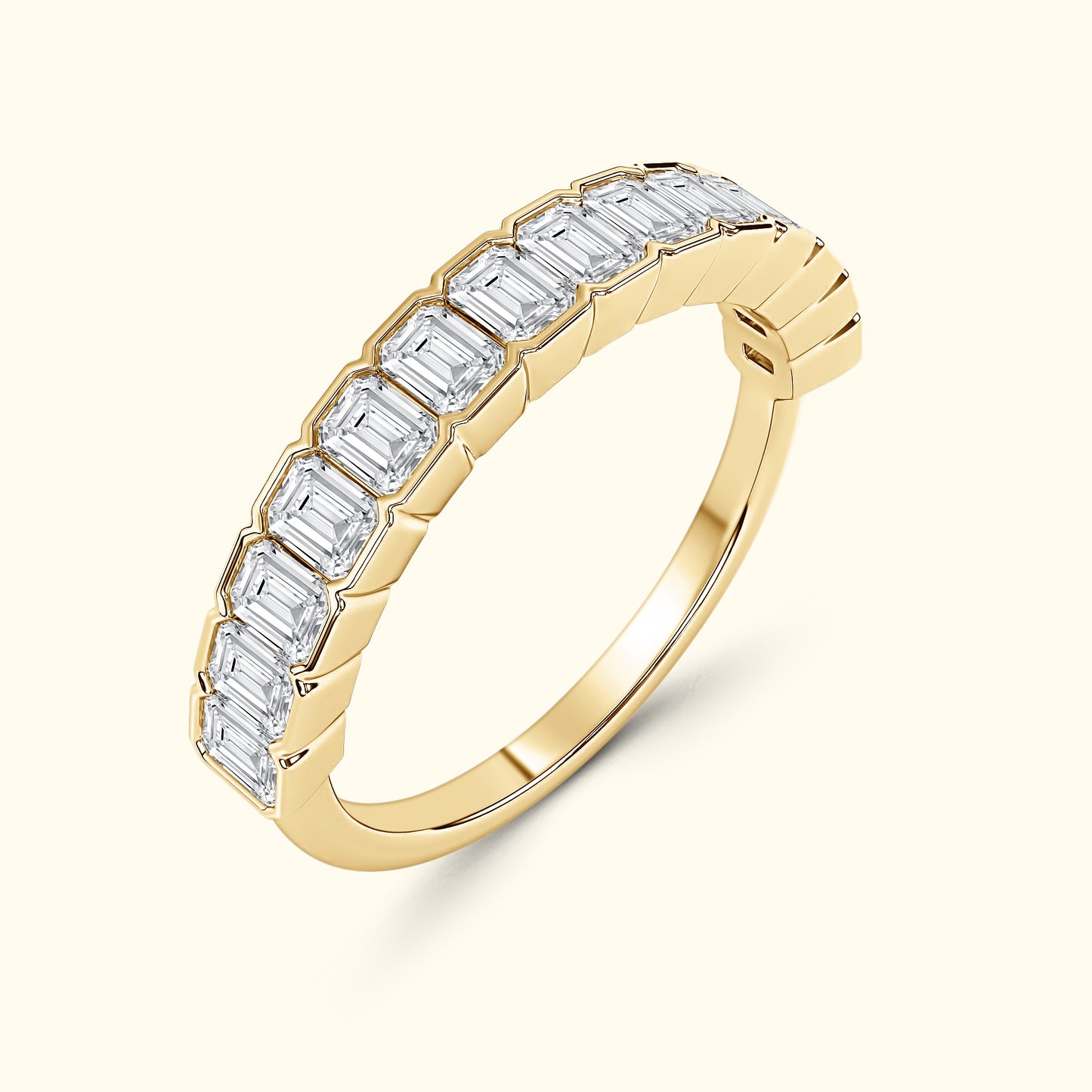 'Lucy' 14 Stone Emerald Cut Diamond Wedding Band