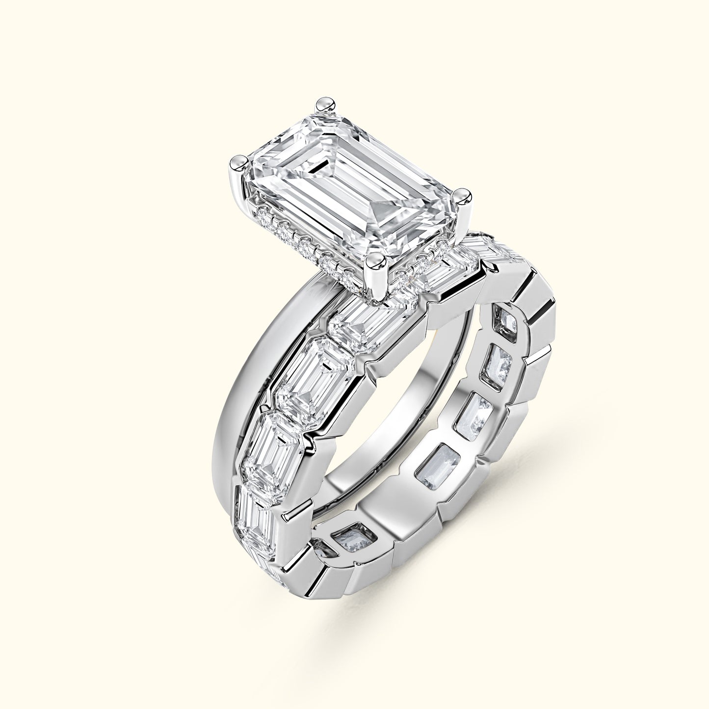 'Riley' Emerald Cut Eternity Diamond Wedding Band