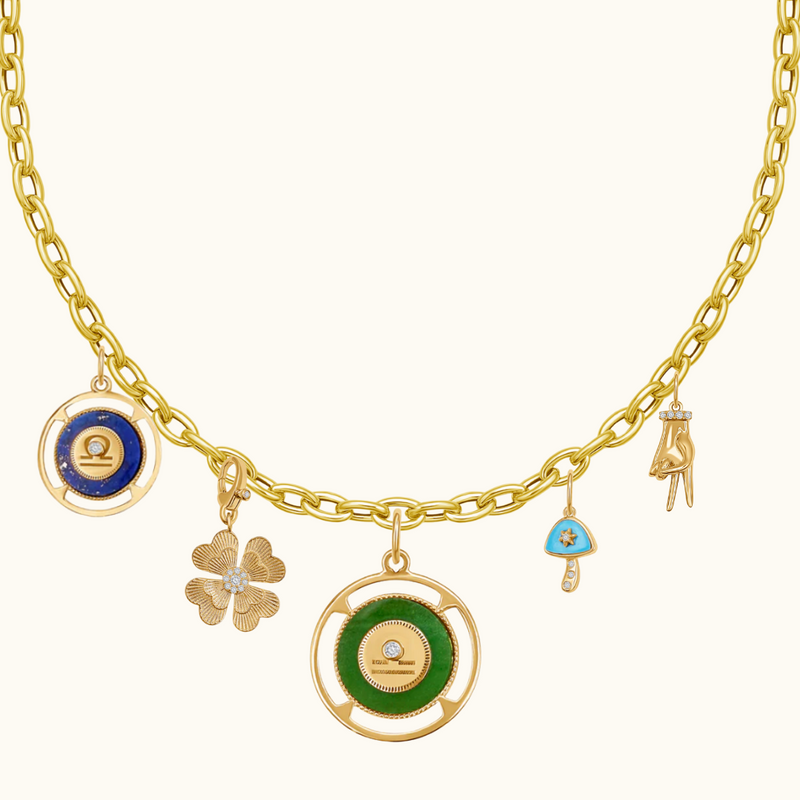 Libra Zodiac Lapis and Diamond Medallion