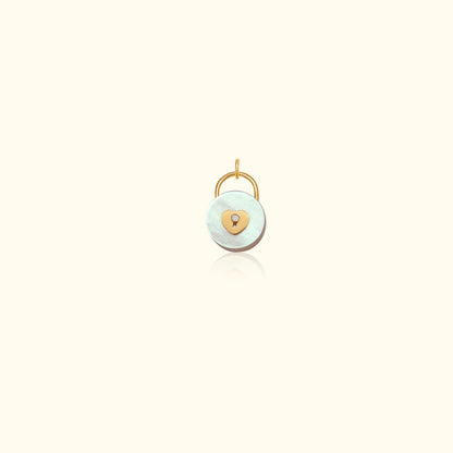 White Mother of Pearl and Diamond Padlock Medallion