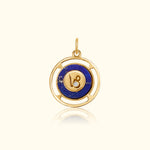 Capricorn Zodiac Lapis and Diamond Medallion