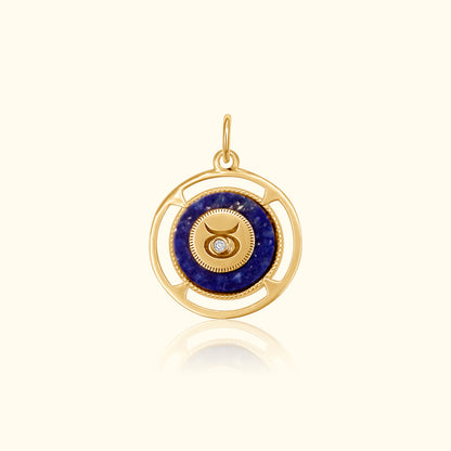Taurus Zodiac Lapis and Diamond Medallion
