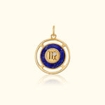 Virgo Zodiac Lapis and Diamond Medallion
