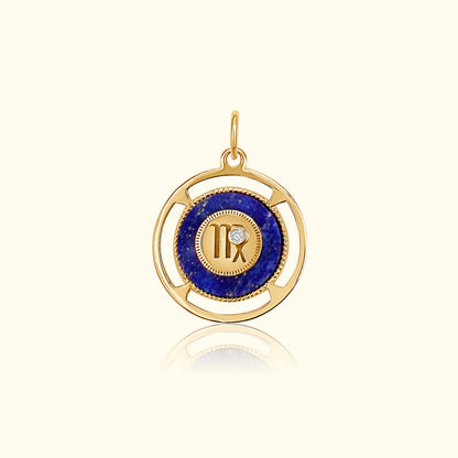 Virgo Zodiac Lapis and Diamond Medallion