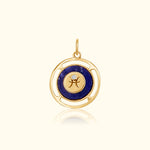 Pisces Zodiac Lapis and Diamond Medallion