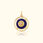 Aquarius Zodiac Lapis and Diamond Medallion