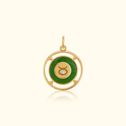 Taurus Zodiac Jade and Diamond Medallion