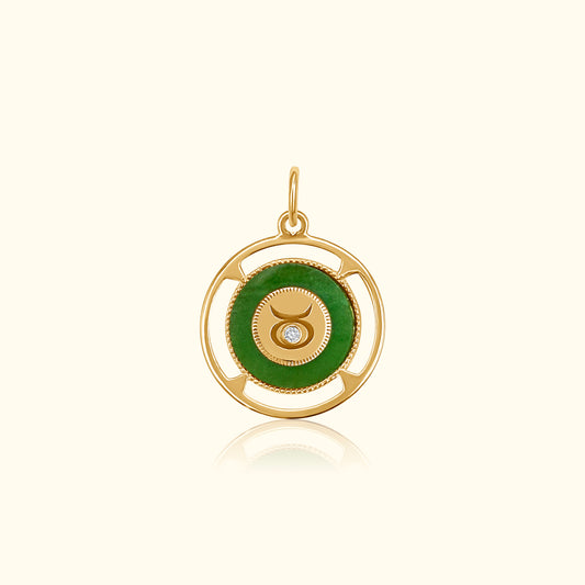 Taurus Zodiac Jade and Diamond Medallion