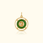 Leo Zodiac Jade and Diamond Medallion