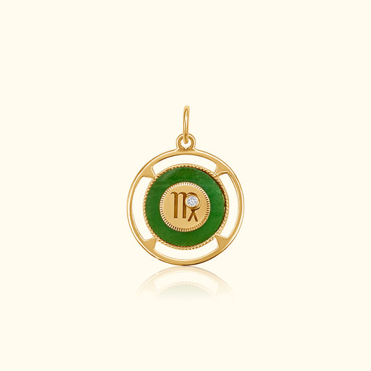 Virgo Zodiac Jade and Diamond Medallion