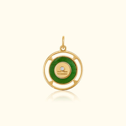 Libra Zodiac Jade and Diamond Medallion