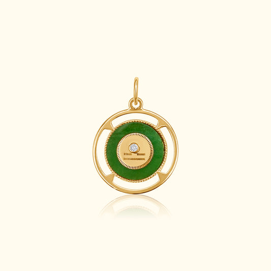 Libra Zodiac Jade and Diamond Medallion