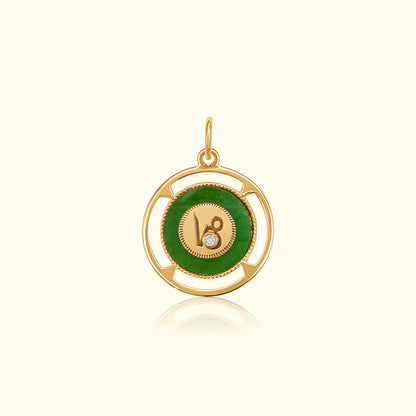 Capricorn Zodiac Jade and Diamond Medallion