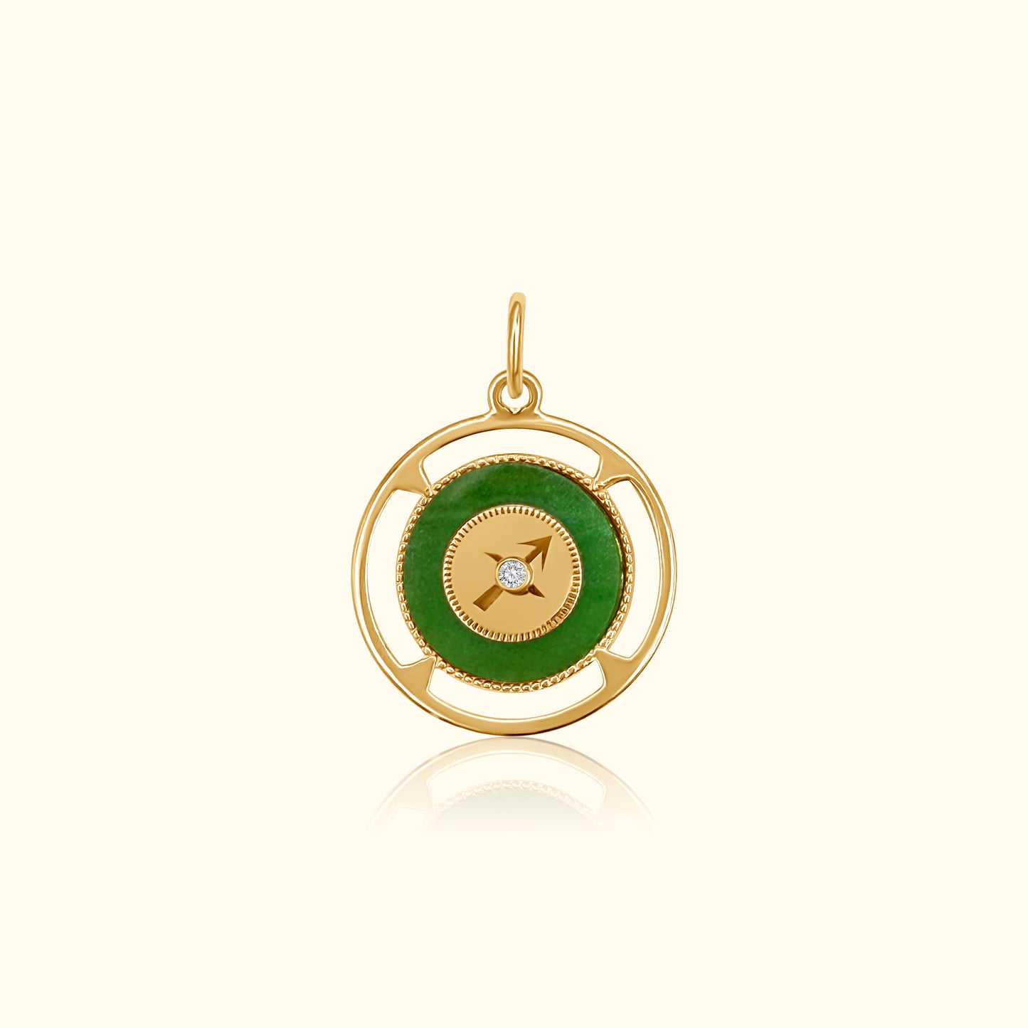 Sagittarius Zodiac Jade and Diamond Medallion