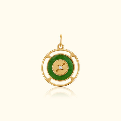 Sagittarius Zodiac Jade and Diamond Medallion