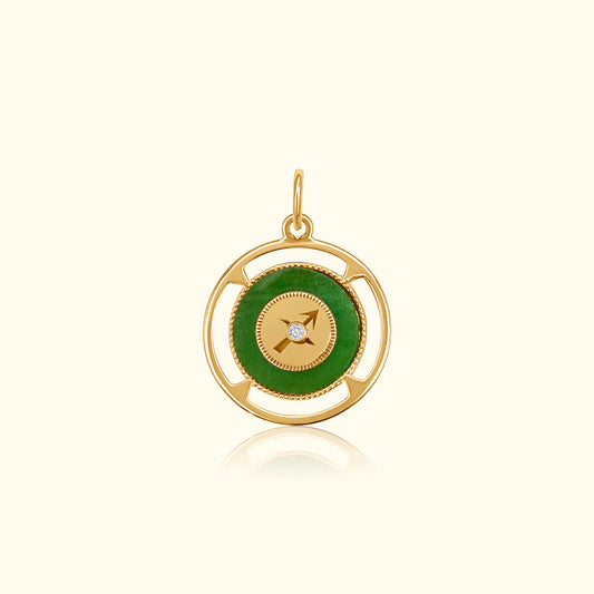 Sagittarius Zodiac Jade and Diamond Medallion