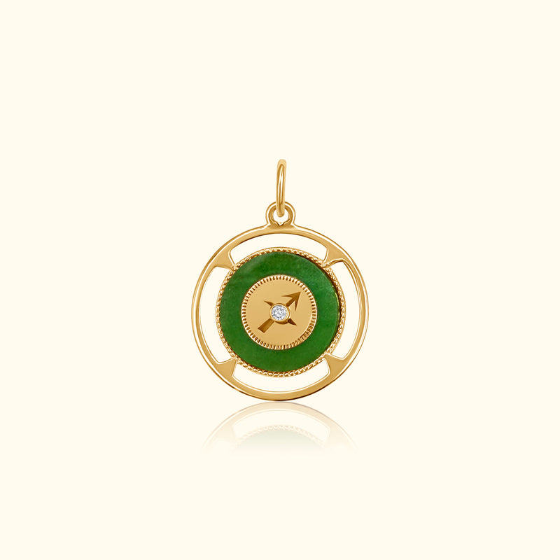 Sagittarius Zodiac Jade and Diamond Medallion