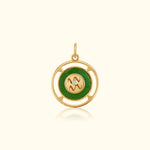 Aquarius Zodiac Jade and Diamond Medallion