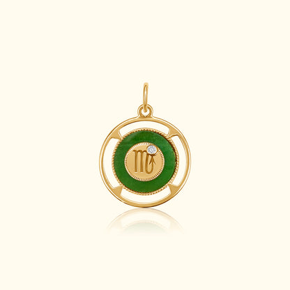 Scorpio Zodiac Jade and Diamond Medallion