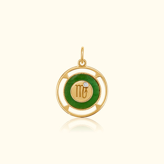 Scorpio Zodiac Jade and Diamond Medallion