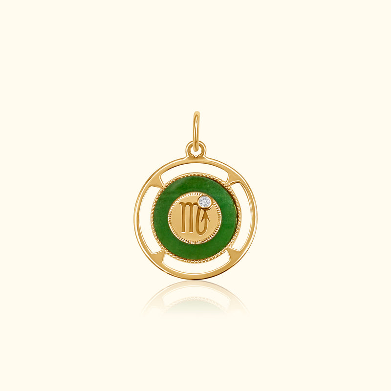 Scorpio Zodiac Jade and Diamond Medallion
