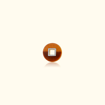 Tigers Eye and Diamond Disc Medallion