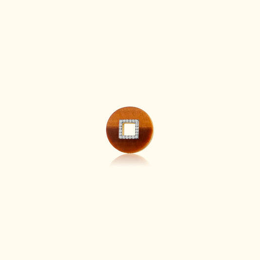 Tigers Eye and Diamond Disc Medallion