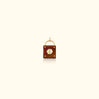 Tigers Eye and Diamond Padlock Medallion