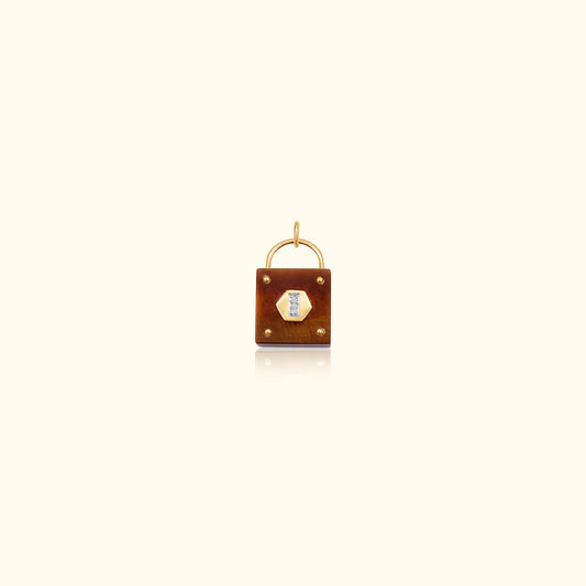 Tigers Eye and Diamond Padlock Medallion