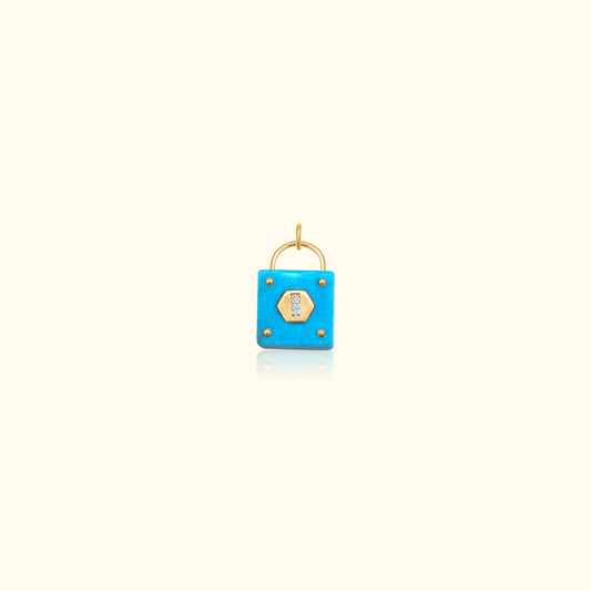 Turquoise and Diamond Padlock Medallion