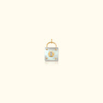 White Mother of Pearl and Diamond Padlock Medallion