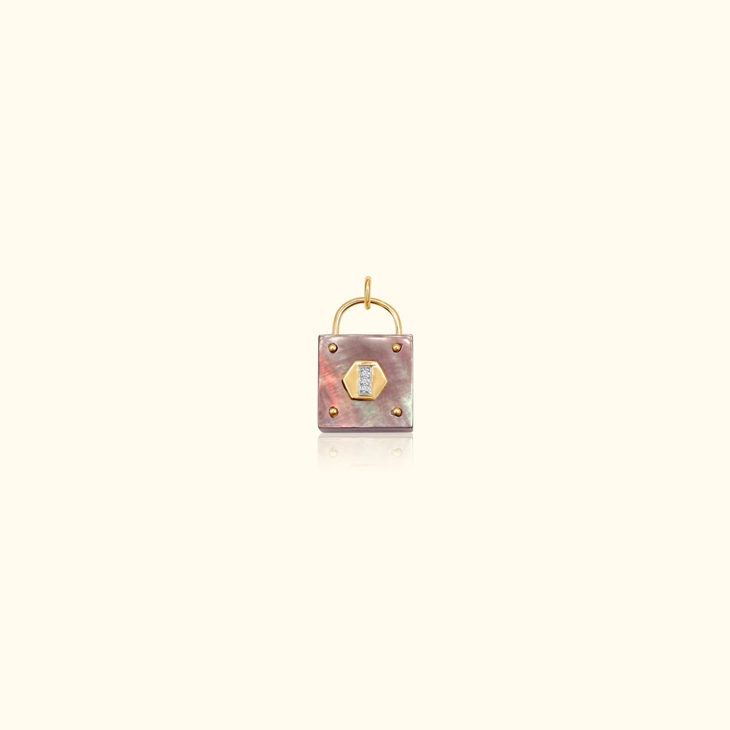 Gray Mother of Pearl Diamond Padlock Medallion
