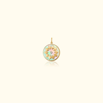 Sun Medal Mother of Pearl Diamond Medallion