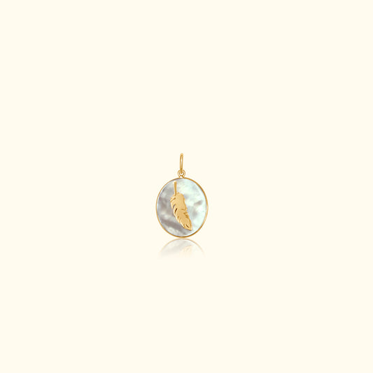 White Mother of Pearl Feather Medallion