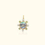 Shella Abalone Peridot Diamond Medallion