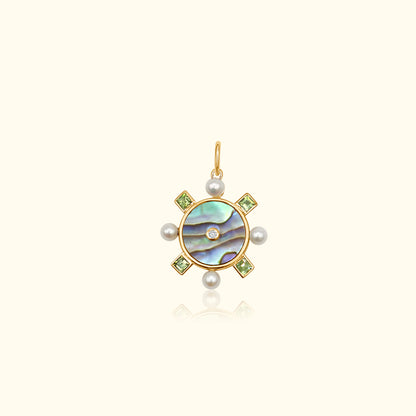 Shella Abalone Peridot Diamond Medallion