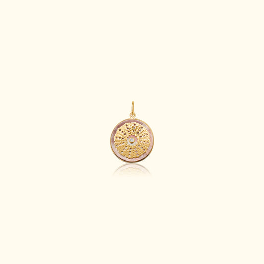 Grey Mother of Pearl and Diamond Medallion