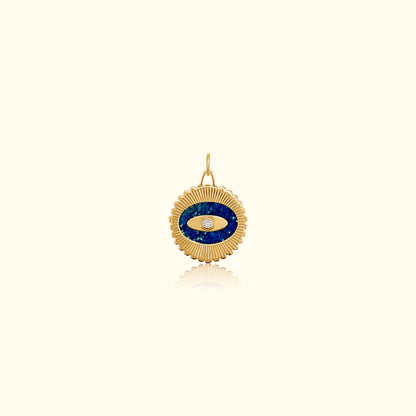 Lapis and Diamond Fluted Evil Eye Medallion