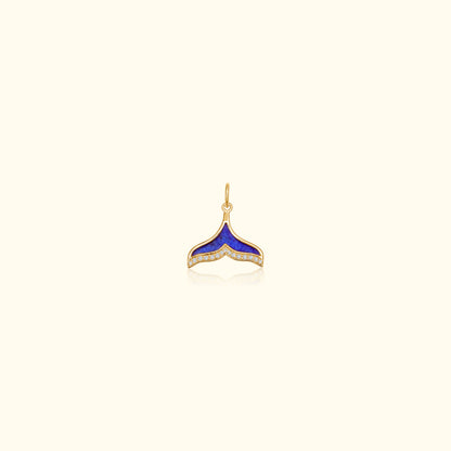Lapis and Diamond Whale Tail Pendant