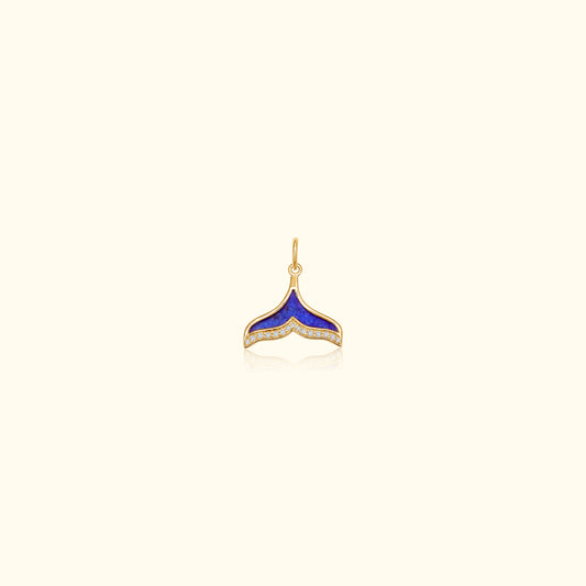 Lapis and Diamond Whale Tale Pendant