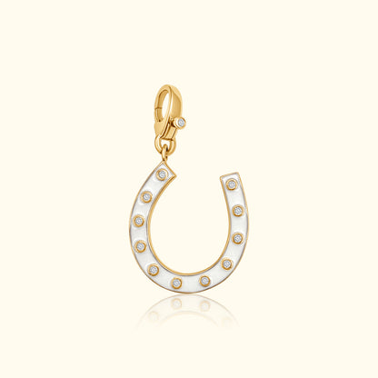Diamond Mother of Pearl Horseshoe Pendant